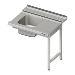 Stalgast Edelstahl Zulauftisch Mit Becken Auf 2 Beinen, 900 Mm Breit, Anbauseite Rechts