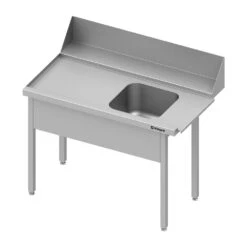 Stalgast Edelstahl Zulauftisch Mit Becken Und 20 Cm Aufkantung, 1100 Mm Breit, Anbauseite Links