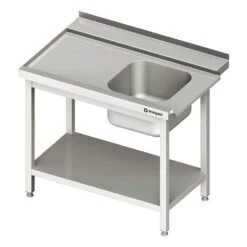 Stalgast Edelstahl Zulauftisch Mit Becken Und Grundboden, 1000 Mm Breit, Anbauseite Links
