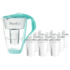 Glas-Wasserfilter Mint Inkl. 12 Universal Filterkartuschen